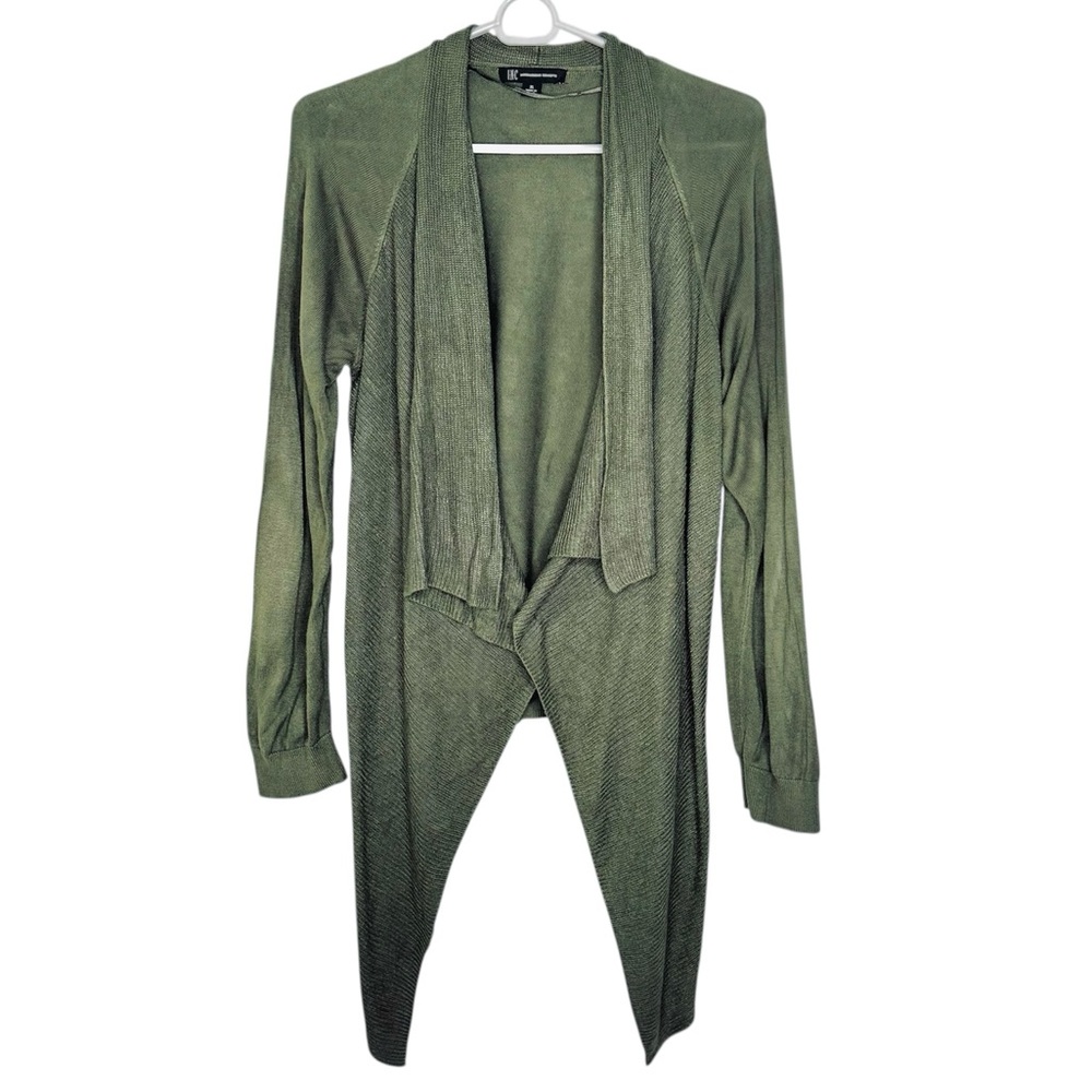 Inc. International Concepts Olive Green Open Waterfall Cardigan
